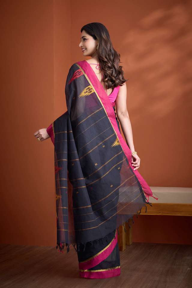 Black Woven South Pure Cotton Saree thumbnail image number null