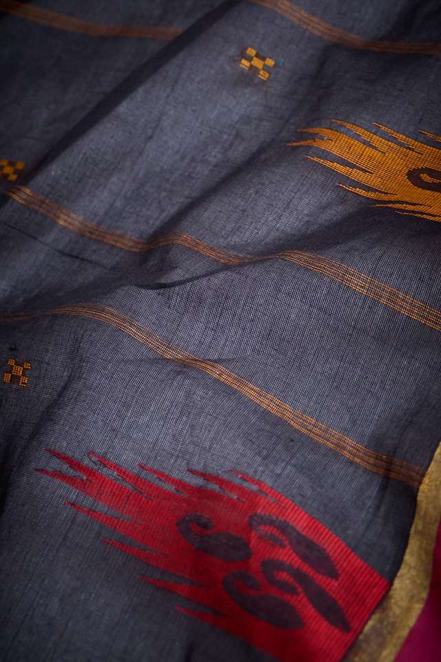 Black Woven South Pure Cotton Saree thumbnail image number null