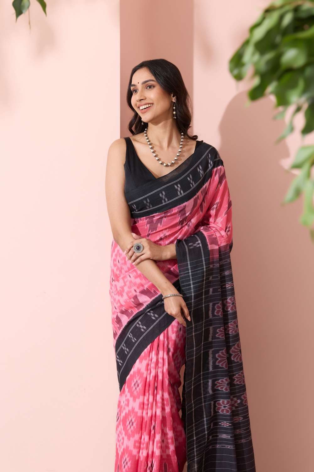 Pink Odissa Pure Cotton Ikat Saree image number null