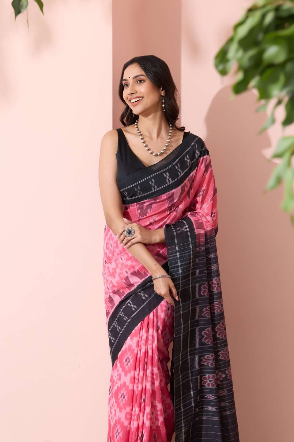 Pink Odissa Pure Cotton Ikat Saree
