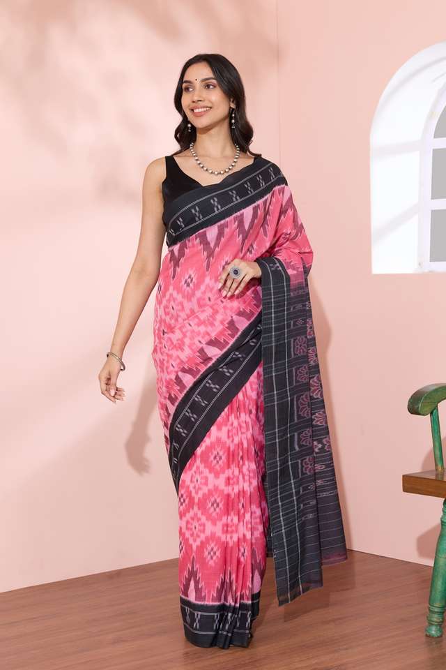 Pink Odissa Pure Cotton Ikat Saree thumbnail image number null
