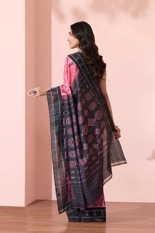Pink Odissa Pure Cotton Ikat Saree thumbnail image number null