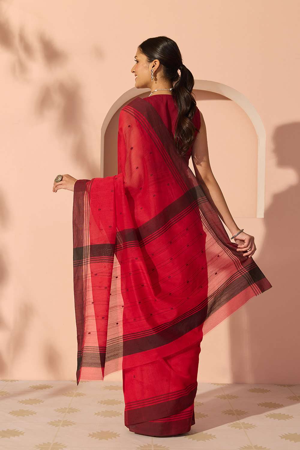 Red Woven Pure Silk Cotton Chanderi Saree image number null