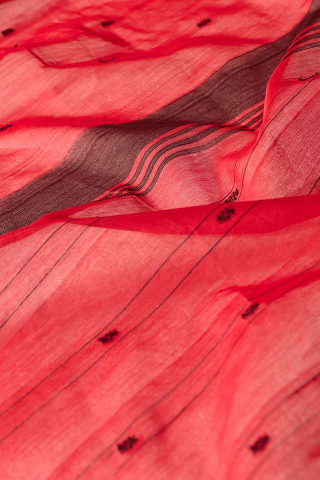 Red Woven Pure Silk Cotton Chanderi Saree thumbnail image number null
