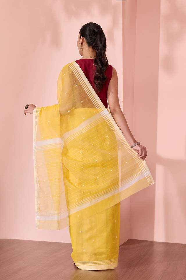 Yellow Woven Pure Silk Cotton Chanderi Saree thumbnail image number null