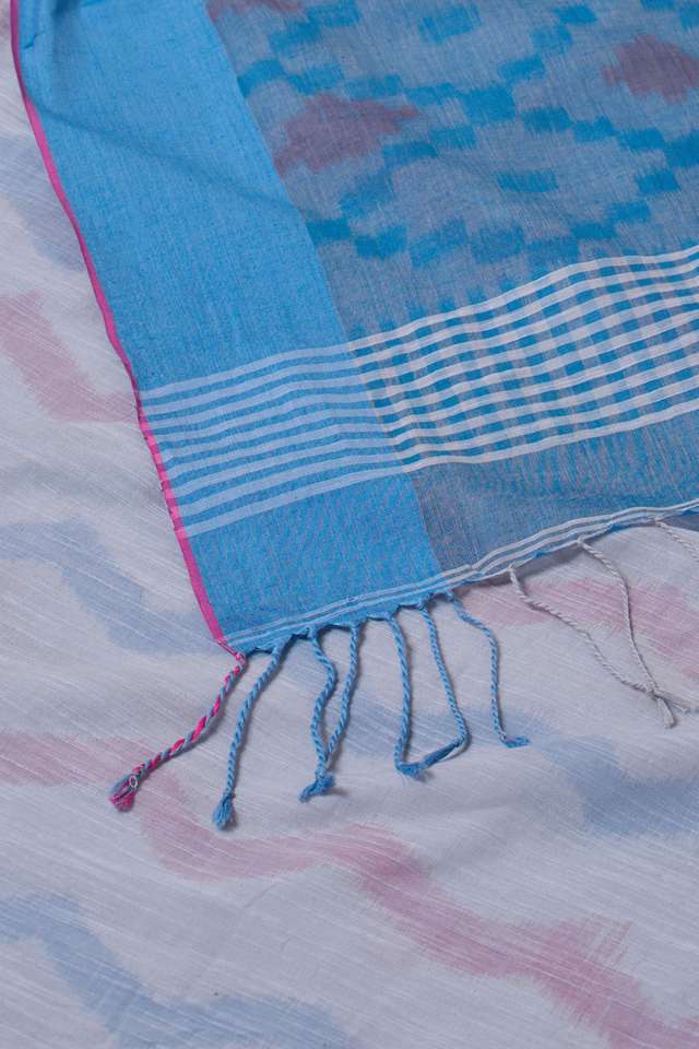 Grey Bengal Pure Cotton Ikat Saree thumbnail image number null