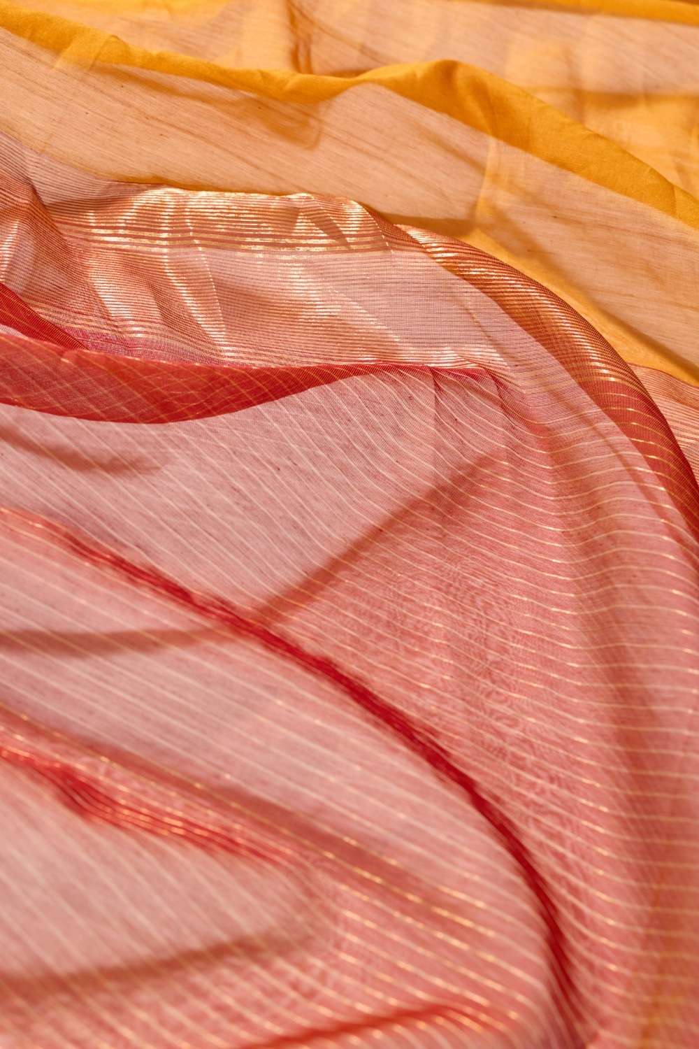 Dark Orange Woven Pure Silk Cotton Maheshwari Saree image number null