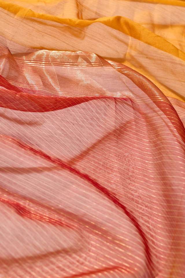 Dark Orange Woven Pure Silk Cotton Maheshwari Saree thumbnail image number null