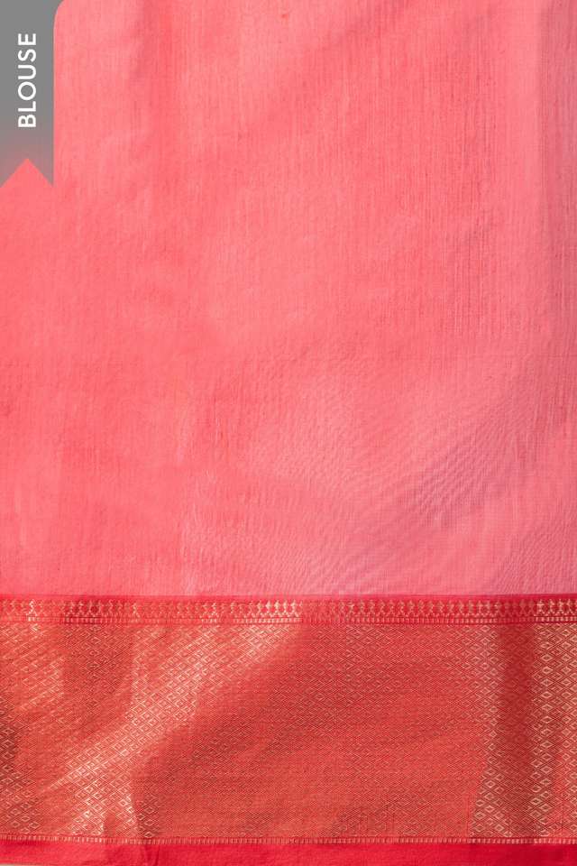 Red Woven Pure Silk Cotton Maheshwari Saree thumbnail image number null
