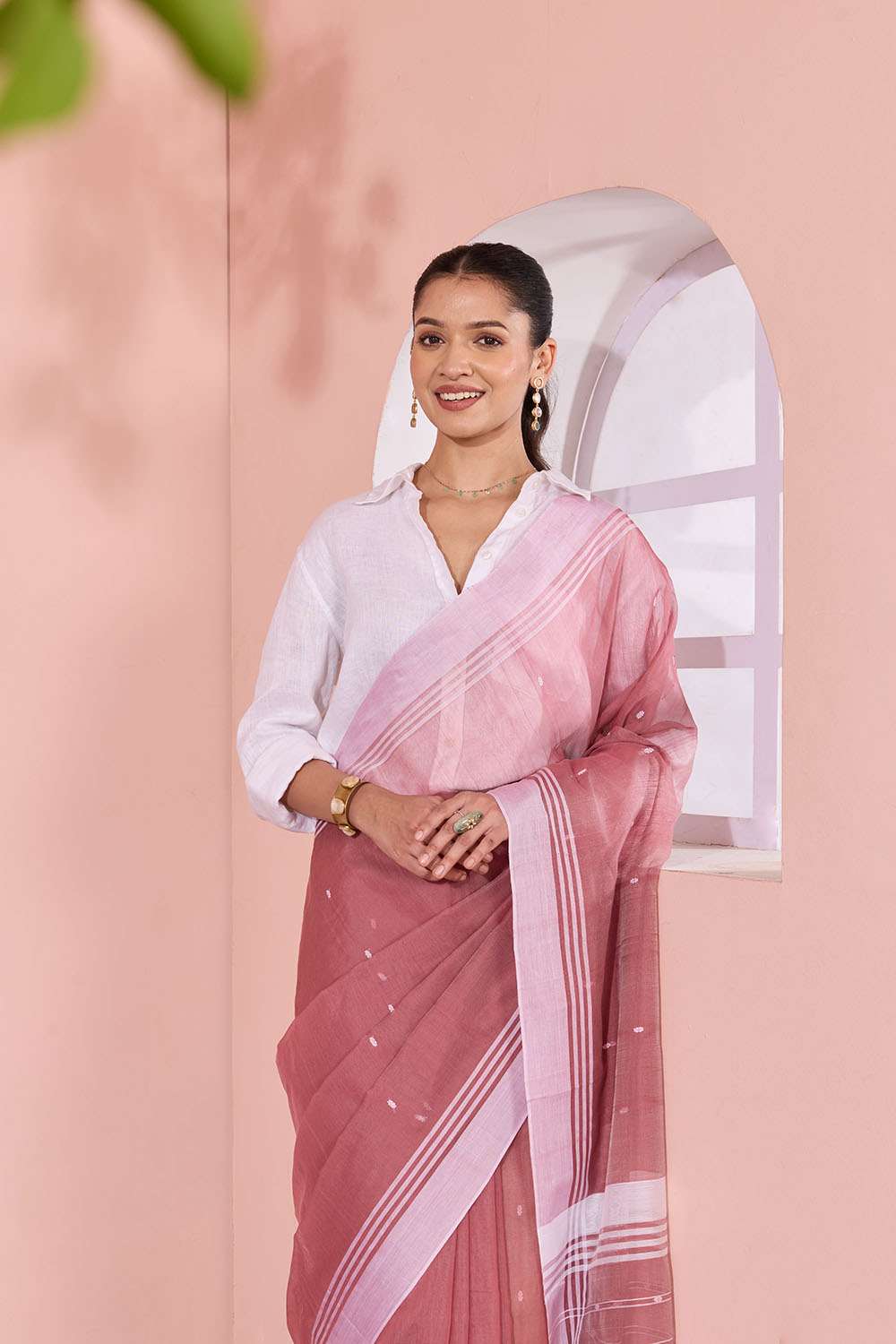 Brown Woven Pure Silk Cotton Chanderi Saree image number null
