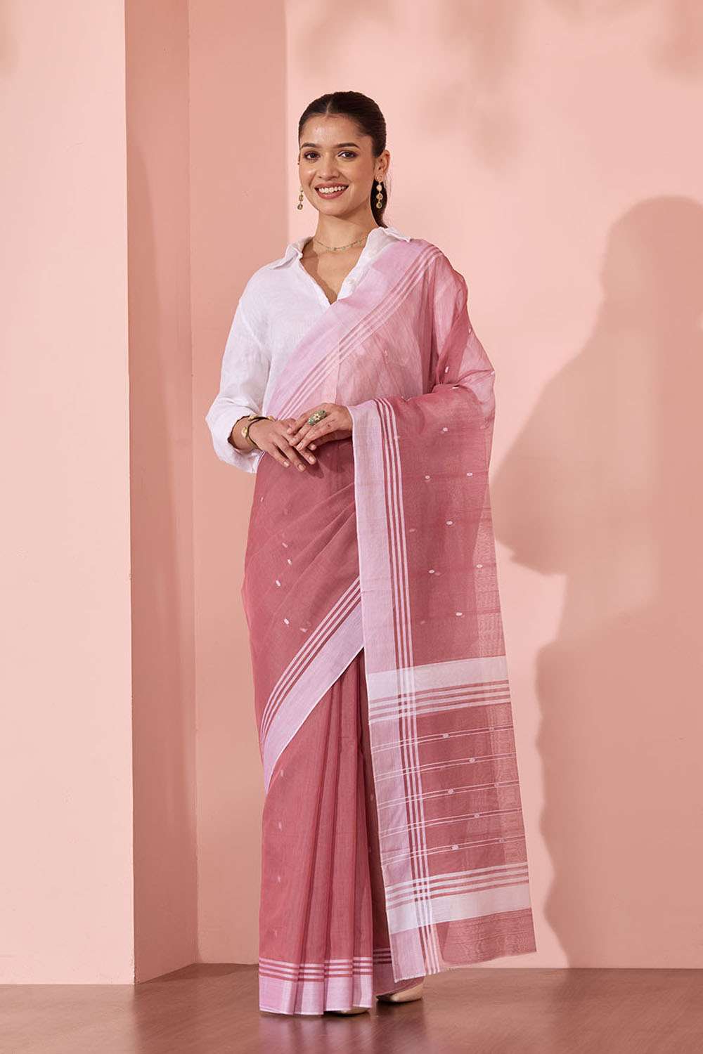 Brown Woven Pure Silk Cotton Chanderi Saree image number null