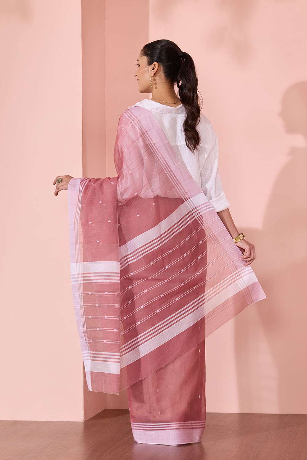 Brown Woven Pure Silk Cotton Chanderi Saree image number null