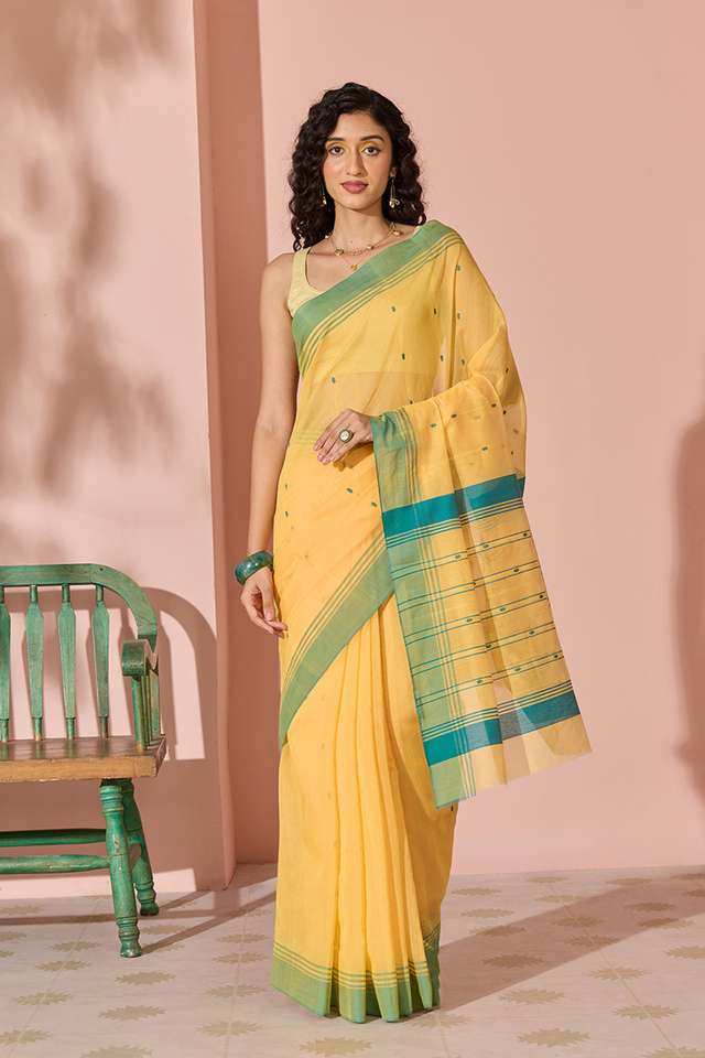 Dark Yellow Woven Pure Silk Cotton Chanderi Saree thumbnail image number null
