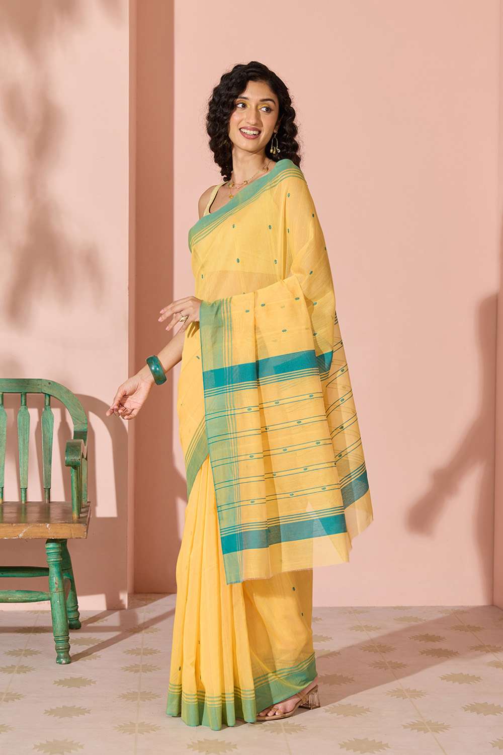 Dark Yellow Woven Pure Silk Cotton Chanderi Saree image number null