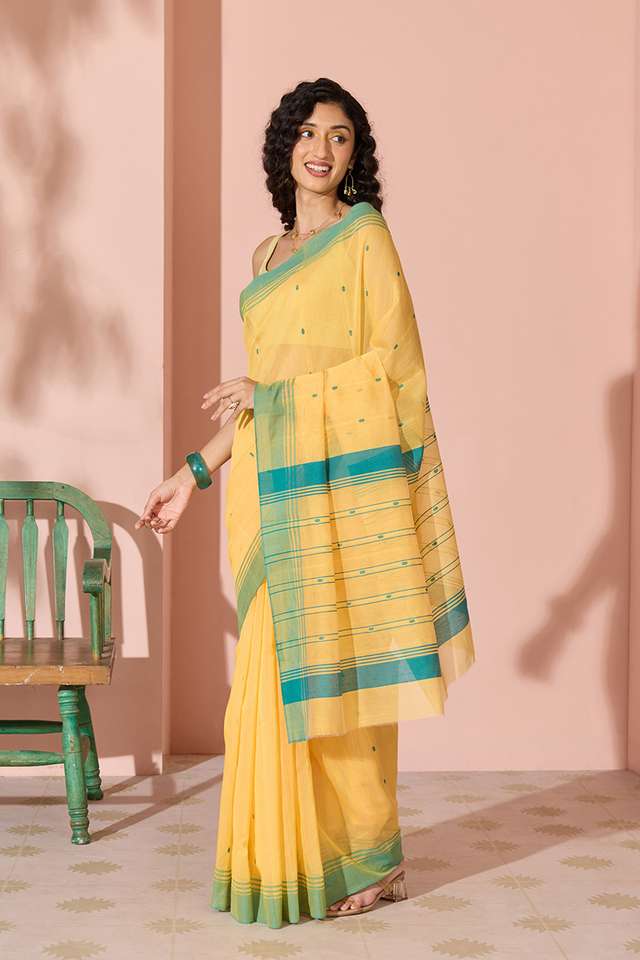 Dark Yellow Woven Pure Silk Cotton Chanderi Saree thumbnail image number null