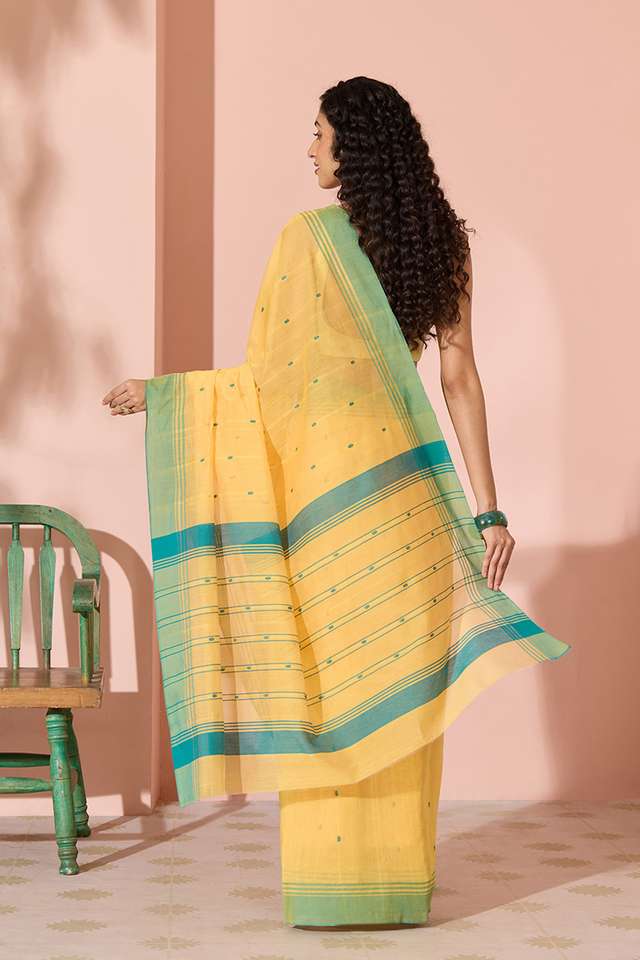 Dark Yellow Woven Pure Silk Cotton Chanderi Saree thumbnail image number null