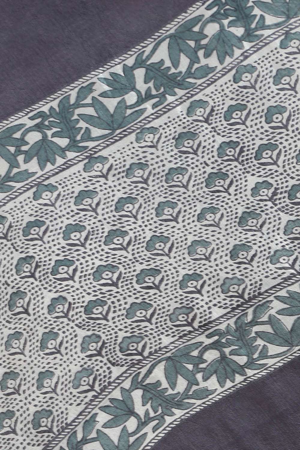 Grey Pure Silk Printed Saree image number null
