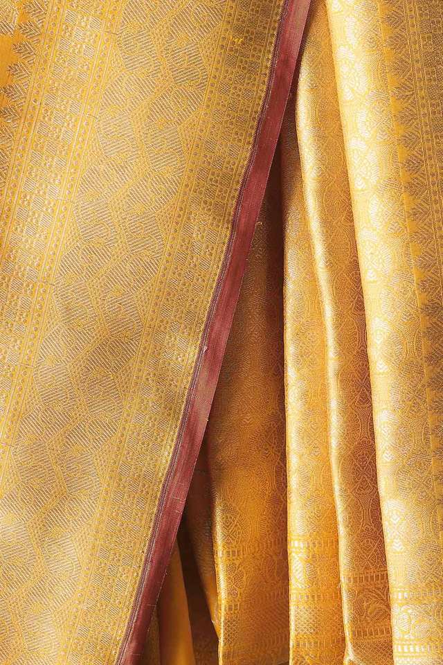 Yellow Pure Silk Banarasi Saree thumbnail image number null