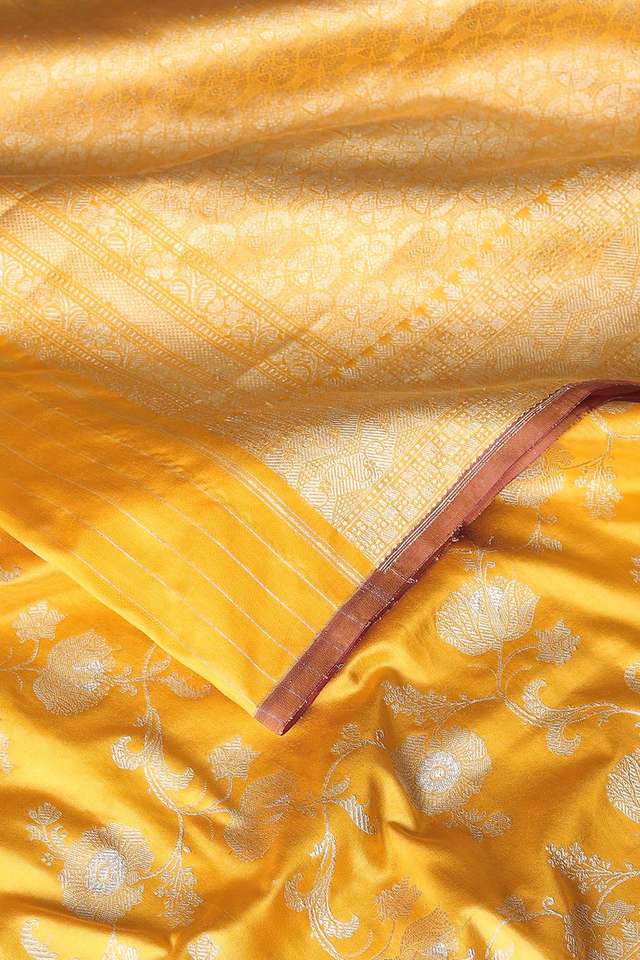 Yellow Pure Silk Banarasi Saree thumbnail image number null