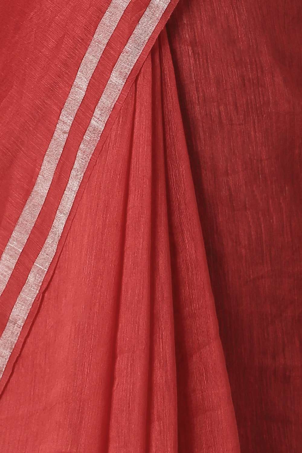 Red Pure Silk Linen Bengal Saree image number null