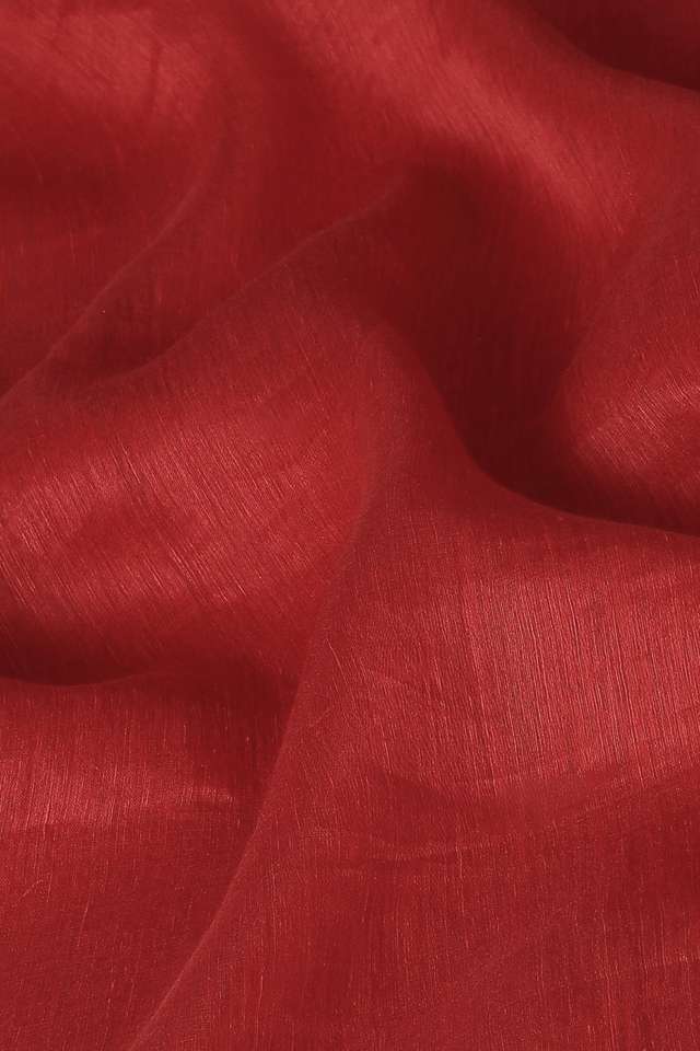 Red Pure Silk Linen Bengal Saree thumbnail image number null