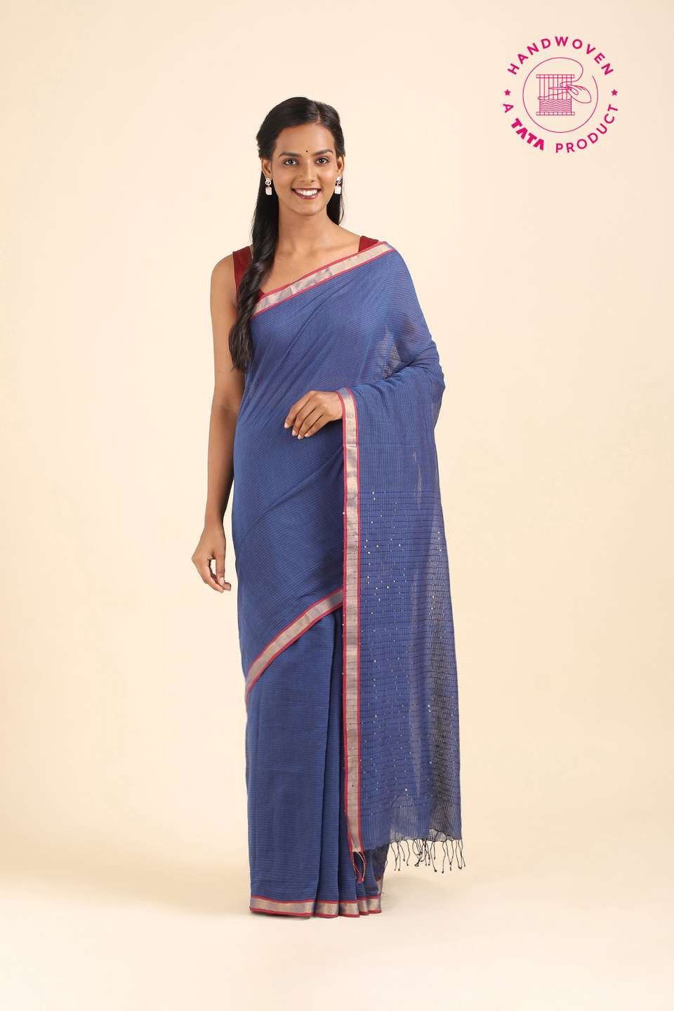Blue Pure Silk Cotton Bengal Saree