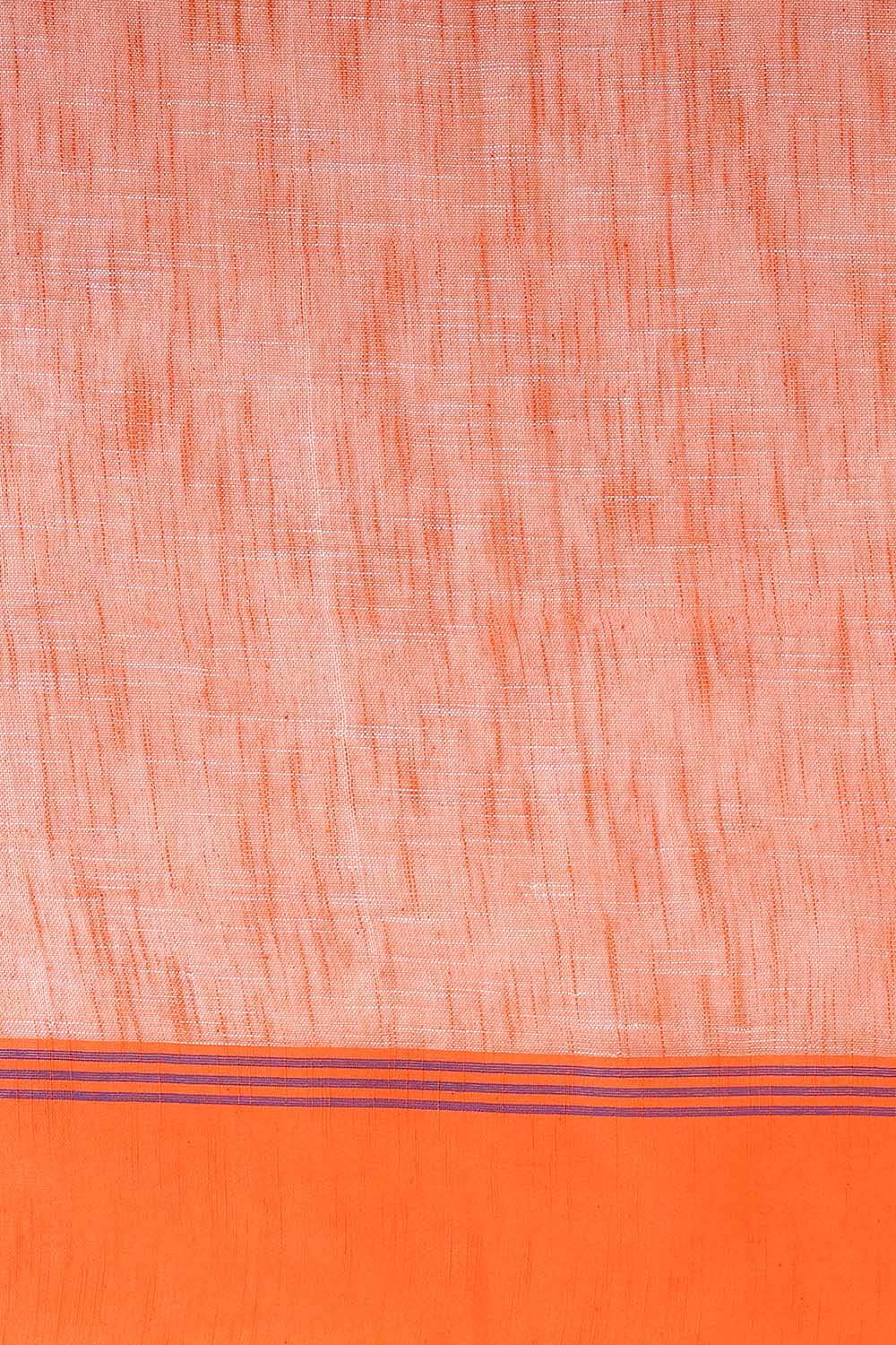 Light Orange Pure Cotton Bengal Saree image number null