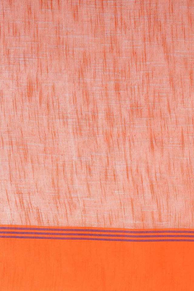 Light Orange Pure Cotton Bengal Saree thumbnail image number null