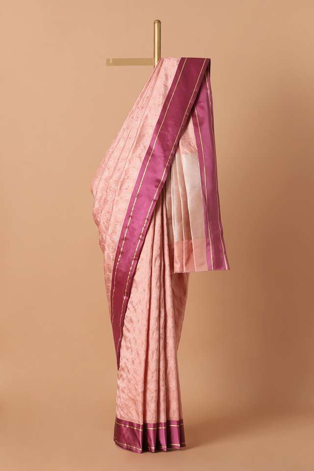 Light Pink Pure Silk Banarasi Tanchoi Saree image number