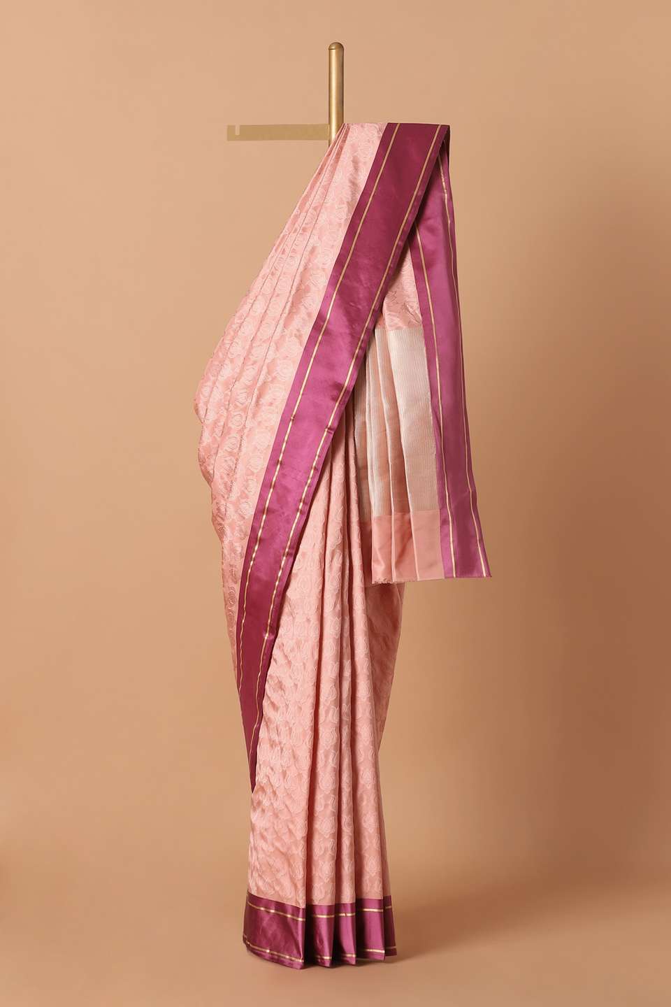 Light Pink Pure Silk Banarasi Tanchoi Saree
