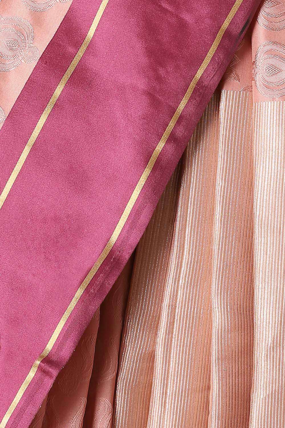 Light Pink Pure Silk Banarasi Tanchoi Saree image number null