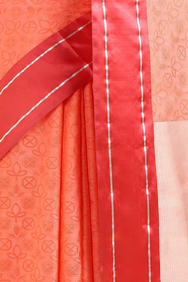 Light Orange Pure Silk Banarasi Tanchoi Saree thumbnail image number null