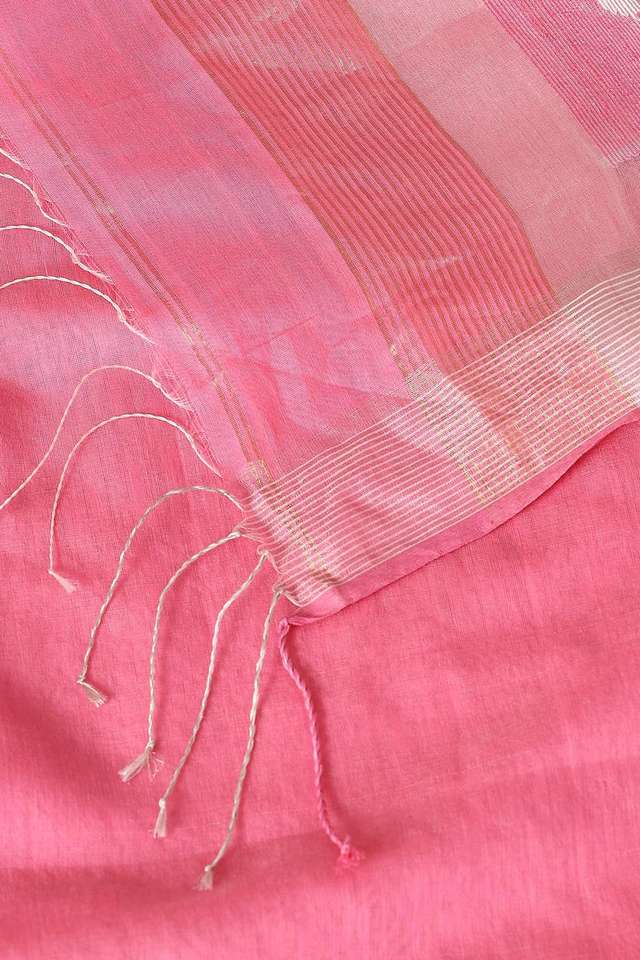 Light Pink Pure Silk Cotton Jamdani Saree thumbnail image number null