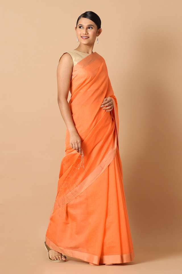 Light Orange Pure Silk Cotton Jamdani Saree thumbnail image number null