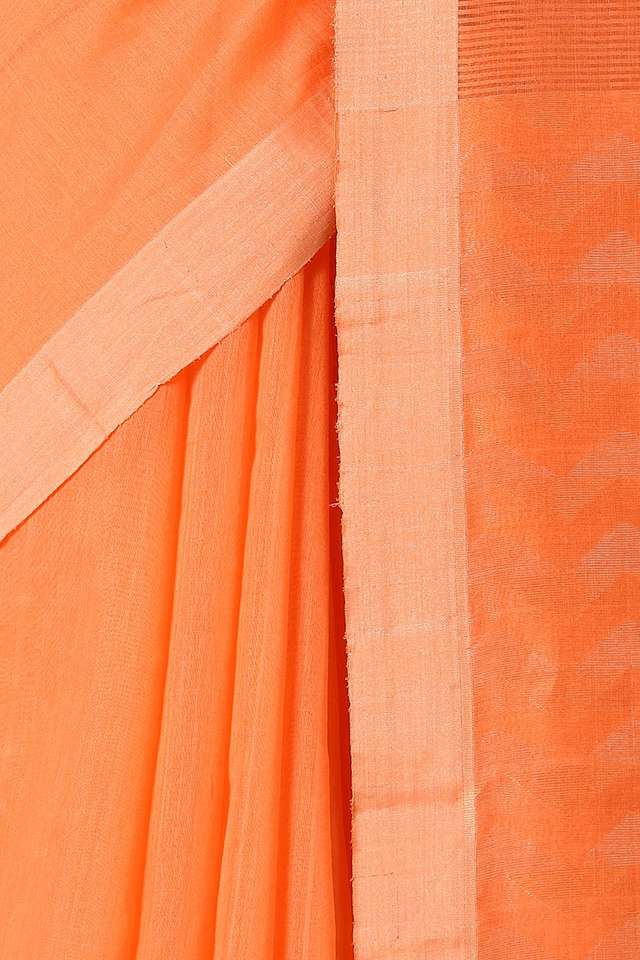 Light Orange Pure Silk Cotton Jamdani Saree thumbnail image number null