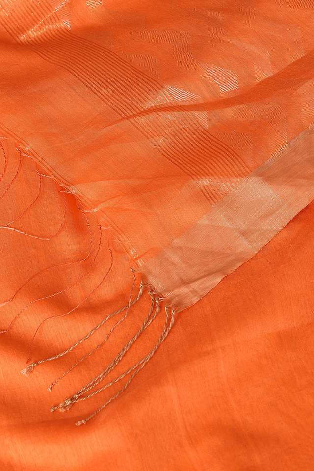 Light Orange Pure Silk Cotton Jamdani Saree thumbnail image number null