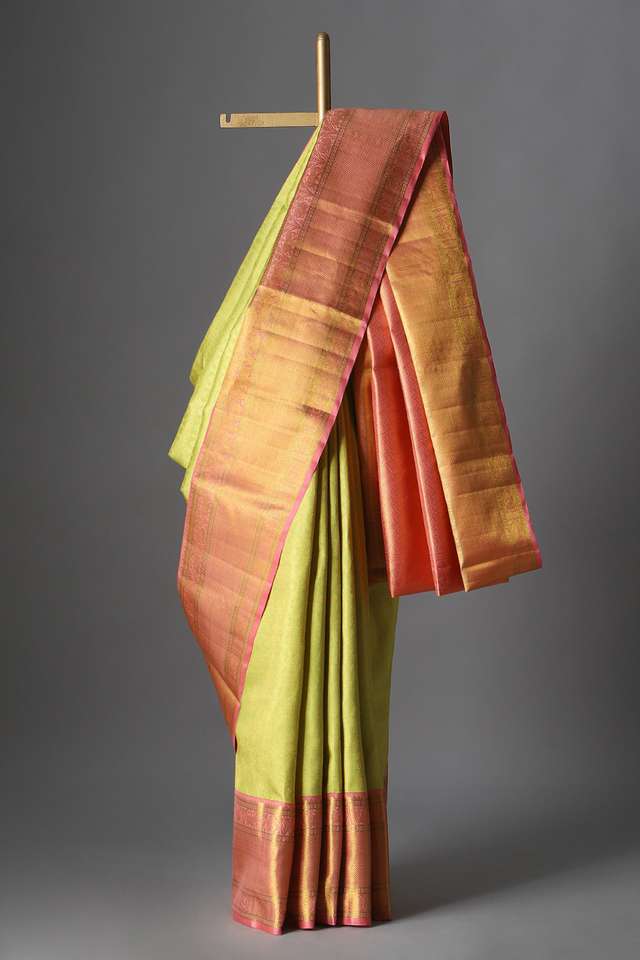 Light Green Pure Silk Kanjivaram Saree image number