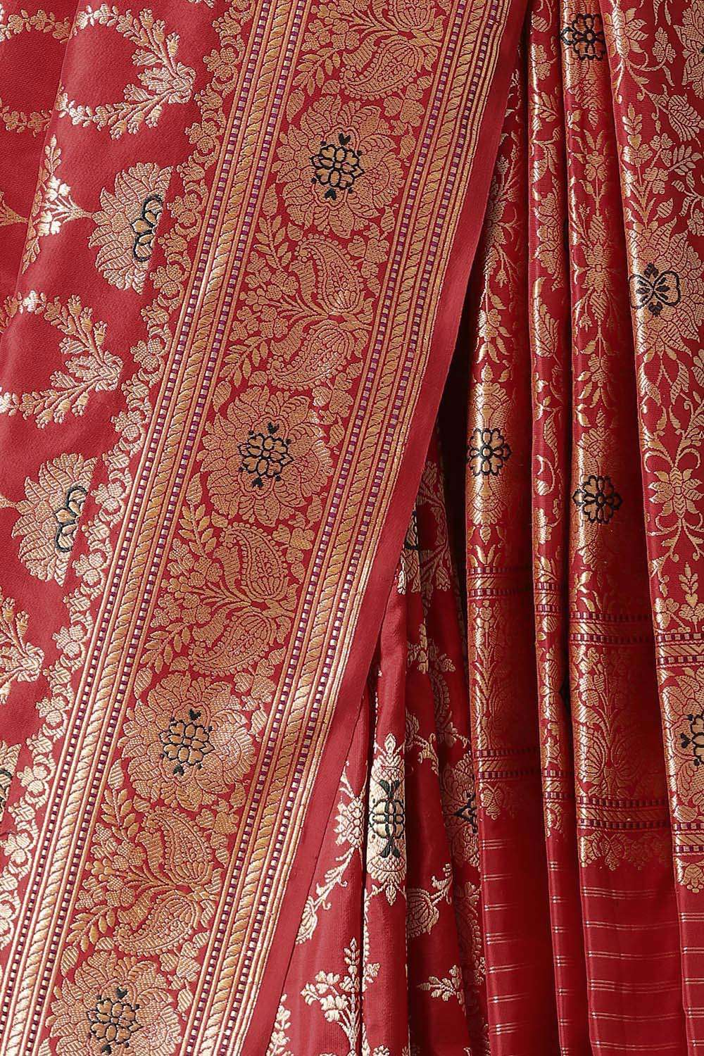Red Pure Silk Banarasi Saree image number null