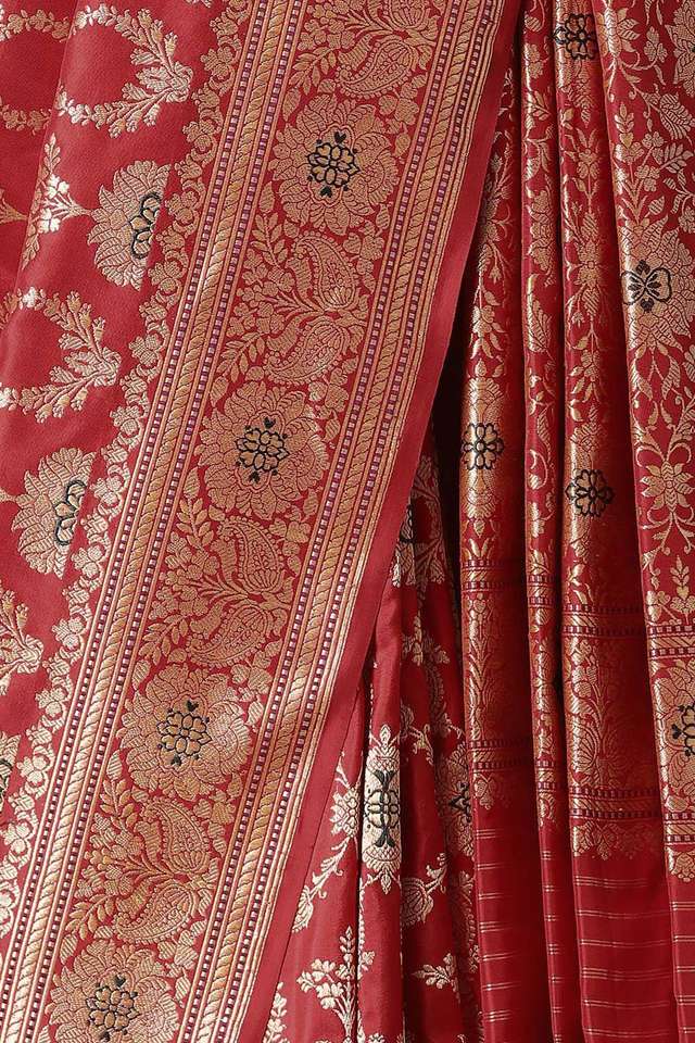 Red Pure Silk Banarasi Saree thumbnail image number null