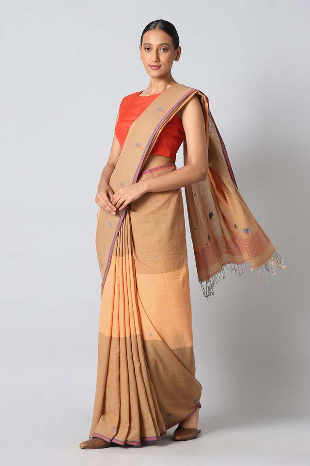 Light Orange Pure Cotton Jamdani Saree thumbnail image number null