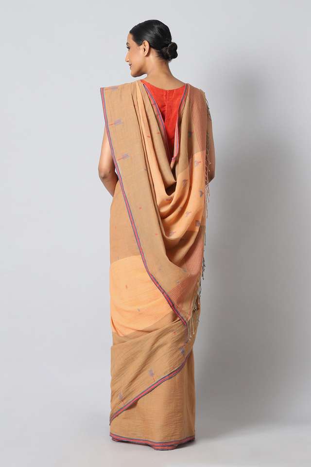 Light Orange Pure Cotton Jamdani Saree thumbnail image number null