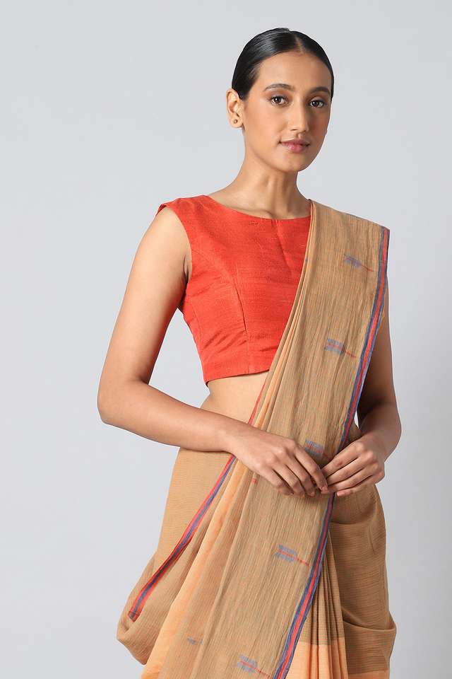 Light Orange Pure Cotton Jamdani Saree thumbnail image number null