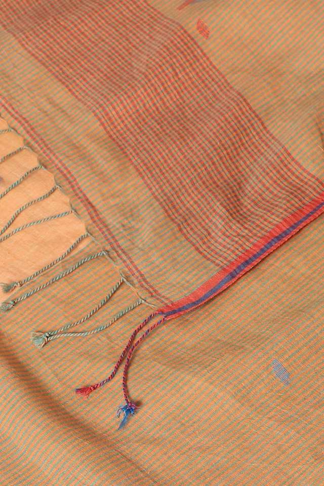 Light Orange Pure Cotton Jamdani Saree thumbnail image number null