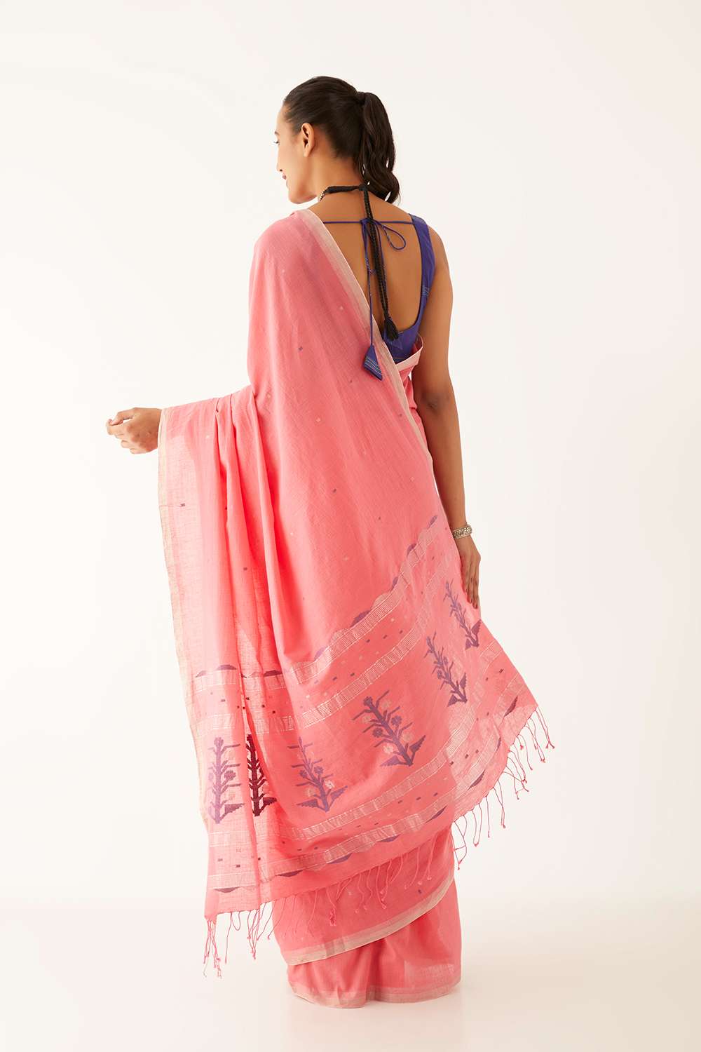 Pink Pure Cotton Jamdani Bengali Saree image number null