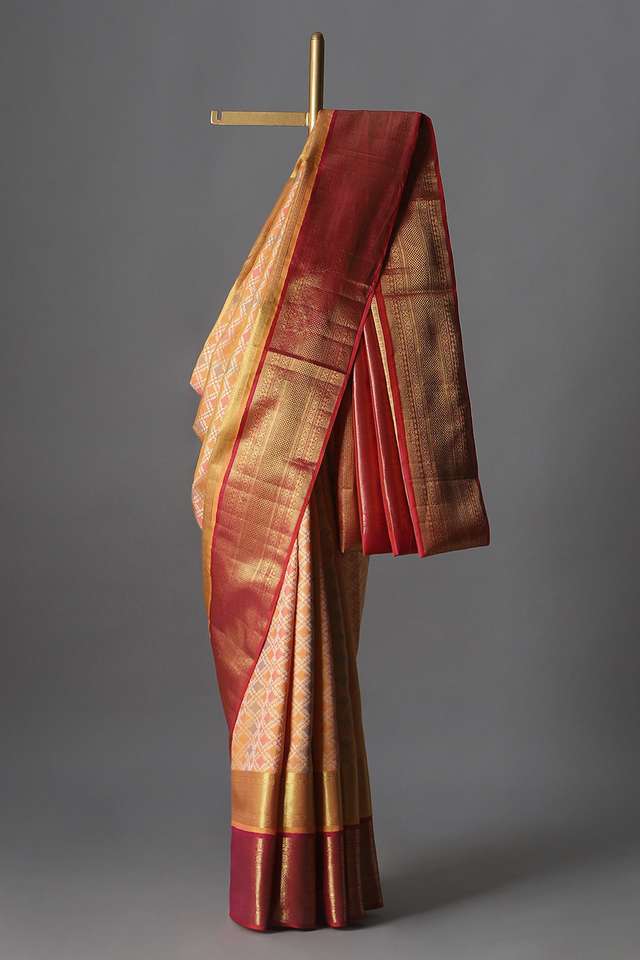 Light Orange Pure Silk Kanjivaram Saree image number