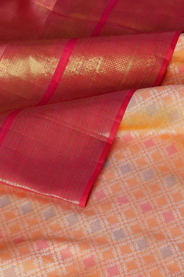 Light Orange Pure Silk Kanjivaram Saree thumbnail image number null