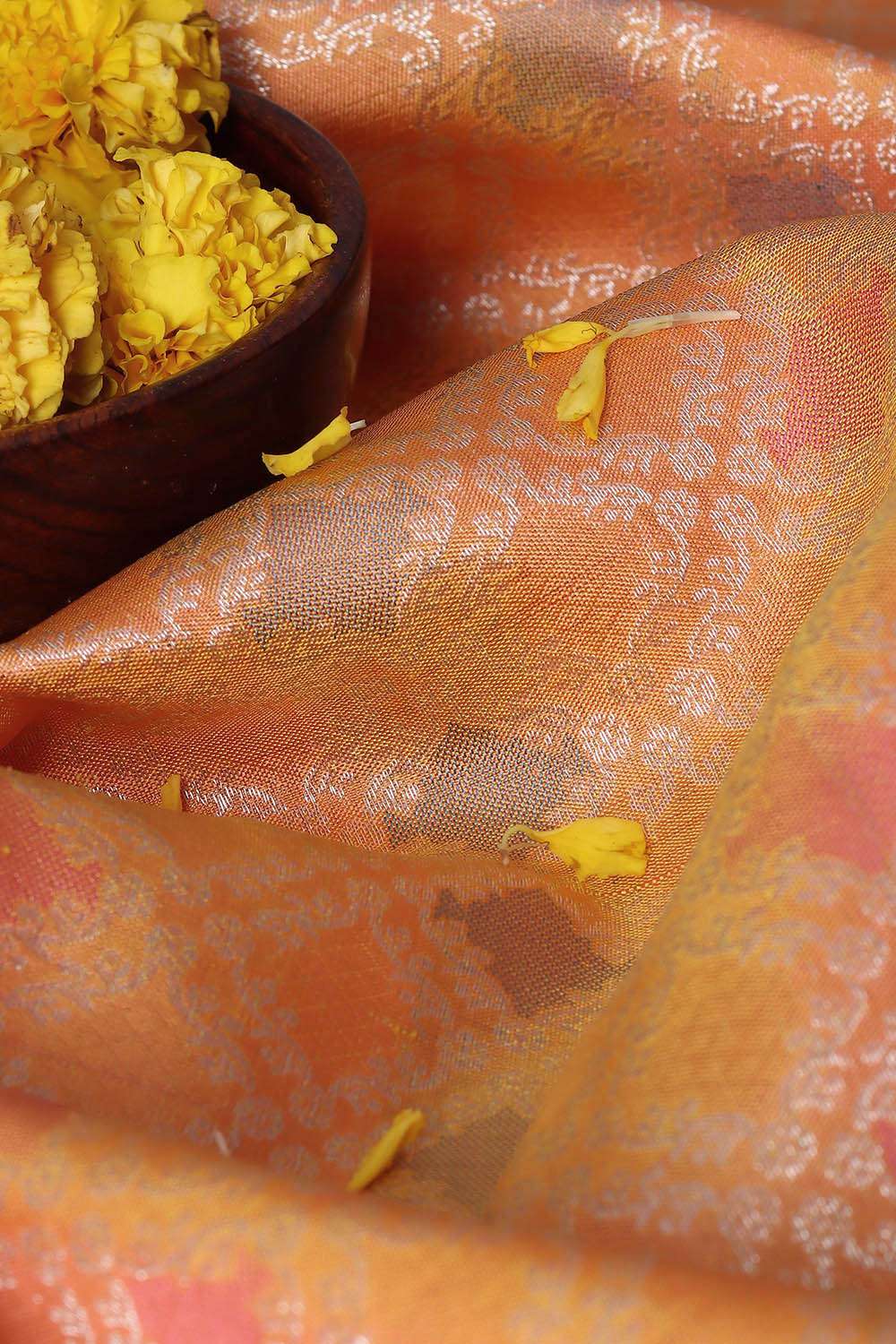 Light Orange Pure Silk Kanjivaram Saree image number null
