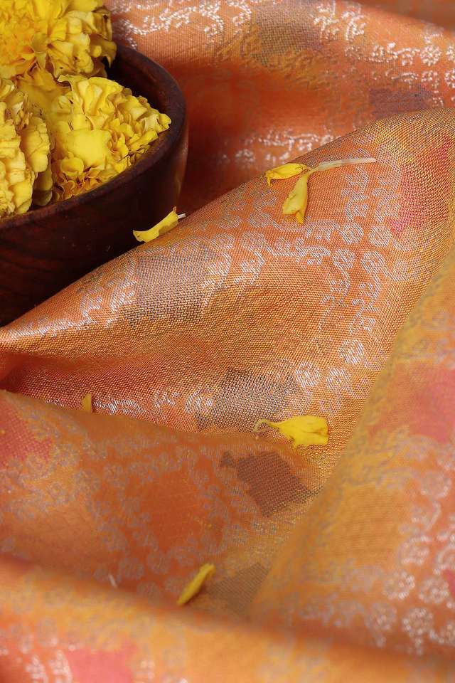 Light Orange Pure Silk Kanjivaram Saree thumbnail image number null