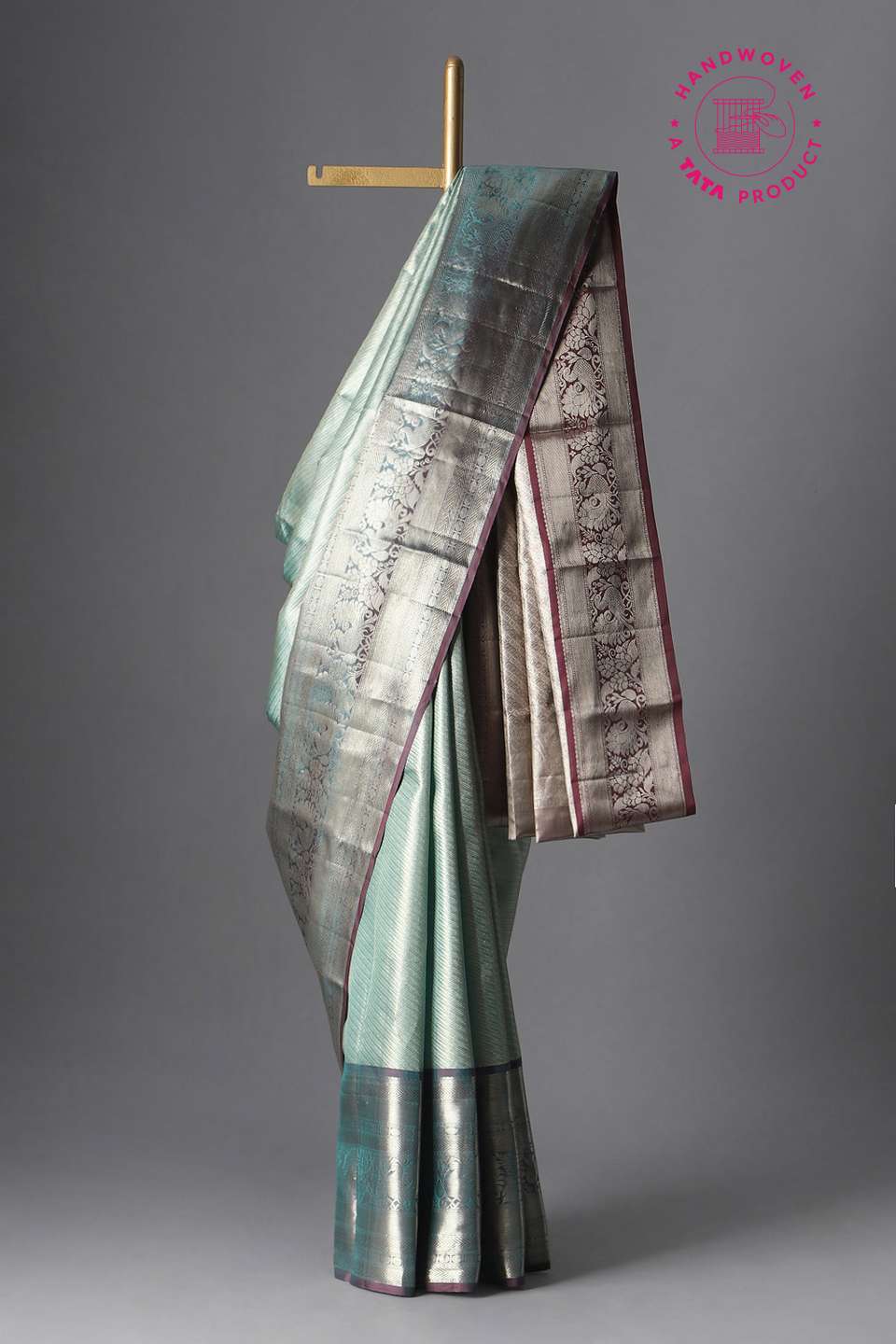 Light Green Pure Silk Tissue Kanjivaram Saree