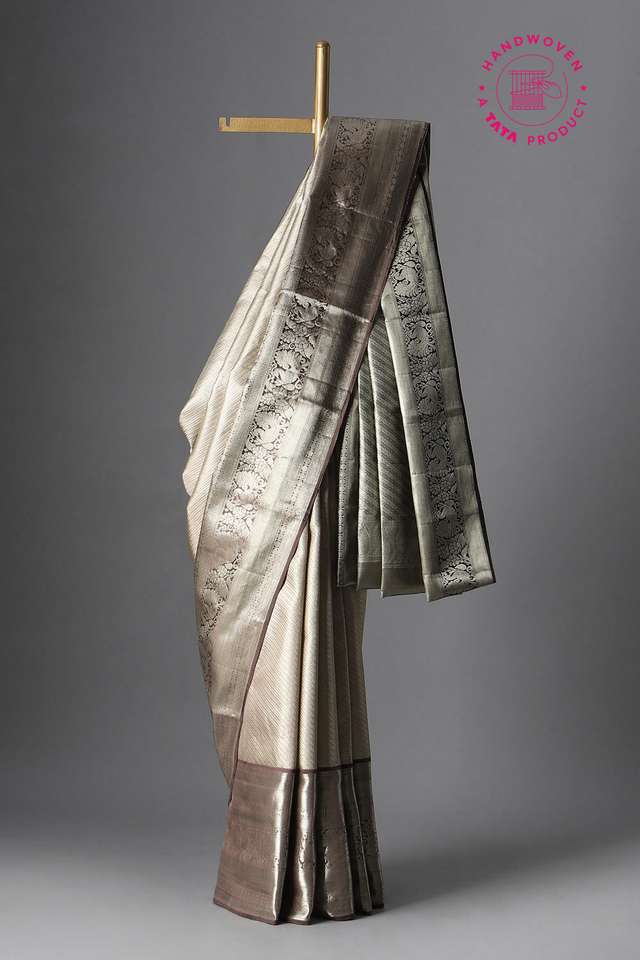Brown Pure Silk Tissue Kanjivaram Saree image number